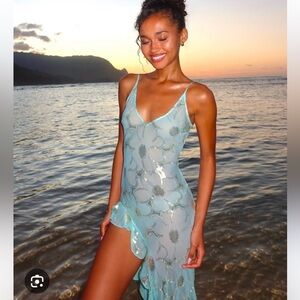 SOLD OUT THE ICONIC DELFI COLLECTIVE LARA DRESS IN AQUA BLUE FLORAL